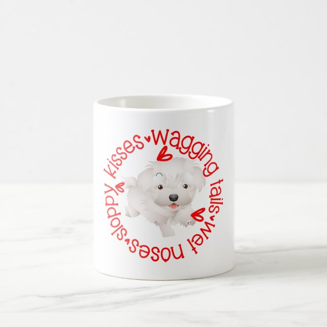 Taza De Café Perro maltés, besos descuidados (Centro)