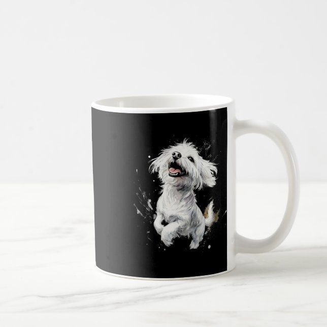 Taza De Café Perro maltés juguetón perro amante (Derecha)