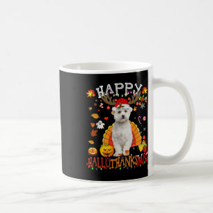 Taza De Café Perro maltés Navidades de Halloween Perro feliz Ha