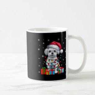 Taza De Café Perro maltés Noche feo Encende Perro Santa Hat Per
