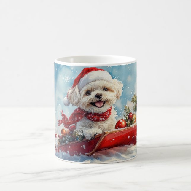 Taza De Café Perro "Malti Tzu" en escabeche, deja que nieve Nav (Centro)