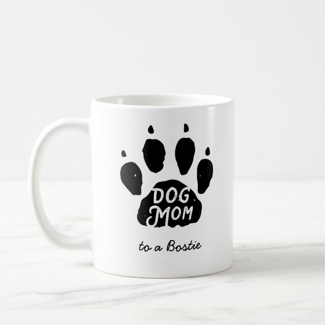 Taza De Café Perro Mamá con pata Imprimir nombre y raza persona (Izquierda)