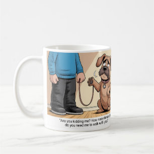Taza De Café Perro marrón gruñón divertido dibujo animado camin