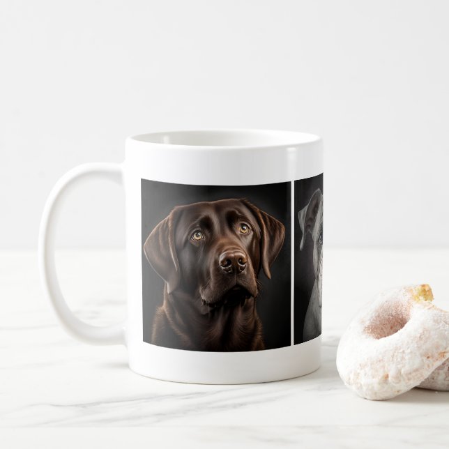 Taza De Café Perro Mascota lindo 3 Personalizado de fotos (Con donut)