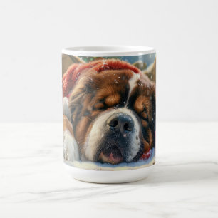 Taza De Café Perro Mastín Tibetano Navidad Festiva