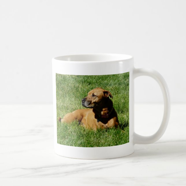 Taza De Café perro, mezcla del pitbull/del boxeador (Derecha)