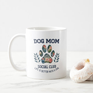 Taza De Café Perro Mom Paw Floral