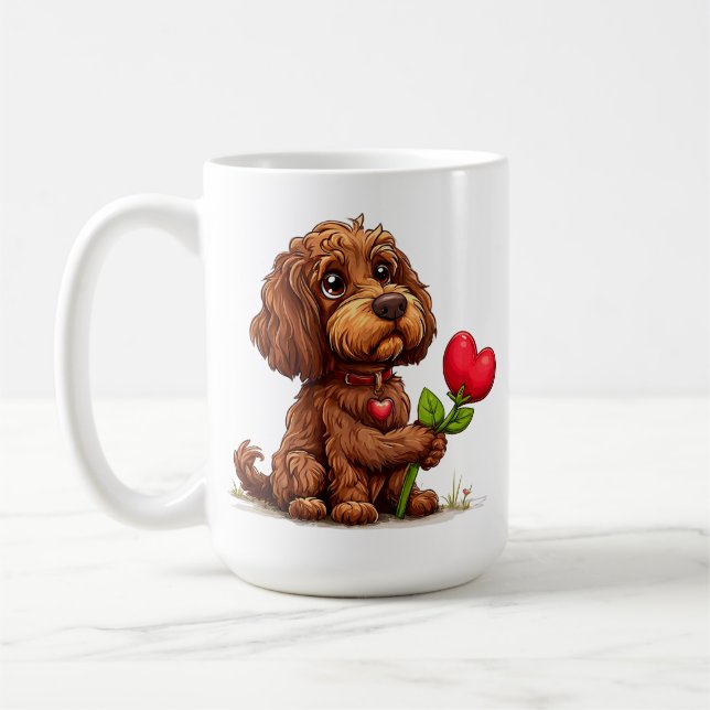 Taza De Café Perro mono del día de San Valentín (Izquierda)