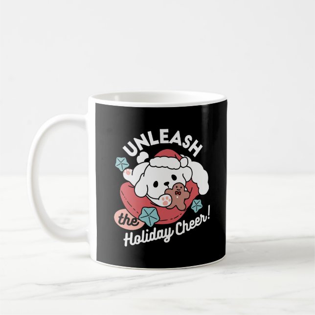 Taza De Café Perro navidad en Sombrero Santa - festividad para  (Izquierda)