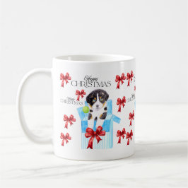 Taza De Café Perro navidad en una caja azul