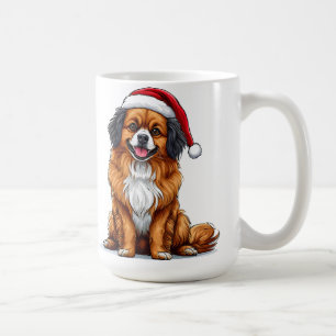 Taza De Café Perro Navideño Adorable con Sombrero de Santa