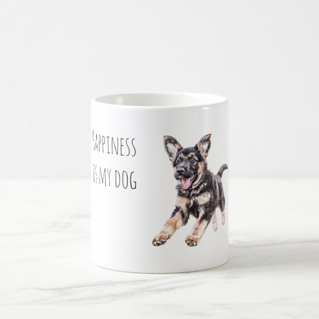 Taza De Café Perro negro crema feliz (Centro)