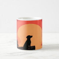 Perro negro de Labrador minimalista al atardecer