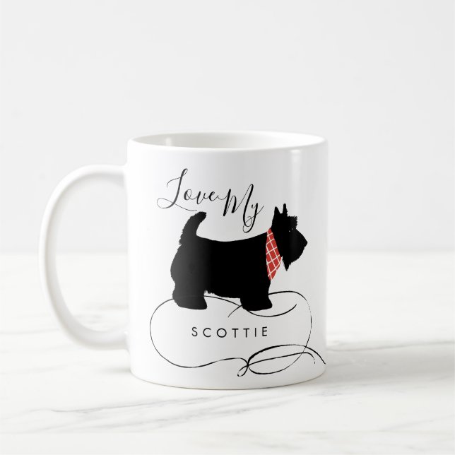 Taza De Café Perro negro escocés adorador a mi escocés (Izquierda)
