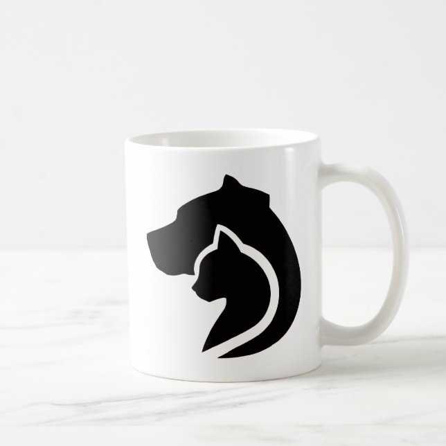 Taza De Café Perro negro y blanco y gato (Derecha)