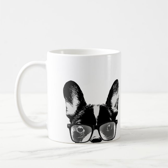 Taza De Café Perro Nerdy del inconformista del bulldog francés (Izquierda)