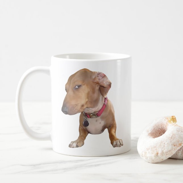 Taza De Café Perro Ojo Lado Meme Mug Doble Lado (Con donut)