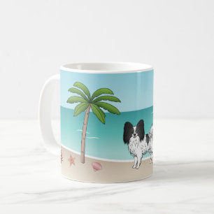 Taza De Café Perro Papillon Blanco Y Negro Playa Tropical De Ve