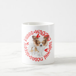 Taza De Café Perro Papillon lindo, besos descuidados