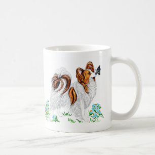 Taza De Café Perro Papillon y ojo de mariposa a ojo