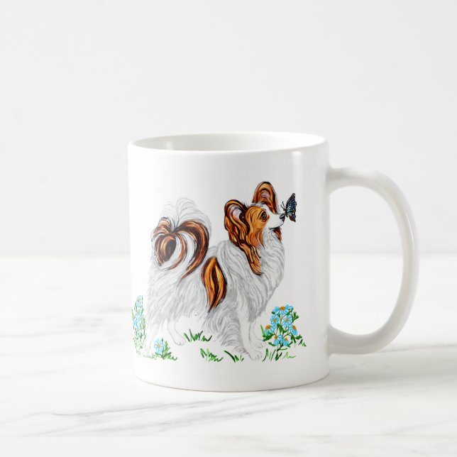 Taza De Café Perro Papillon y ojo de mariposa a ojo (Derecha)