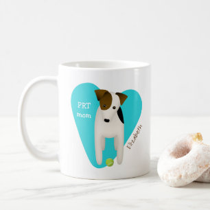 Taza De Café Perro Parson Russell con pelota PRT mamá corazón t