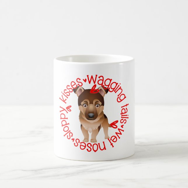 Taza De Café Perro pastor alemán, besos descuidados (Centro)