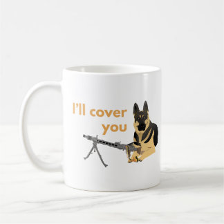 Taza De Café Perro pastor alemán con arma de máquina