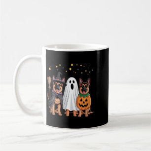 Taza De Café Perro pastor alemán de bruja fantasma calabaza de