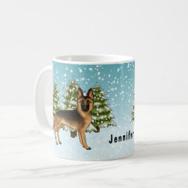Taza De Café Perro pastor alemán de color negro y marrón en el 
