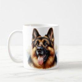 Taza De Café Perro pastor alemán en acuarela