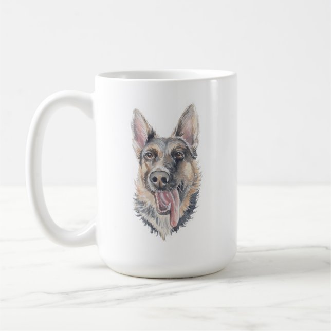 Taza De Café Perro pastor alemán Mug | 15 oz (Izquierda)