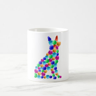 Taza De Café Perro pastor alemán Watercolor pintura punto arte