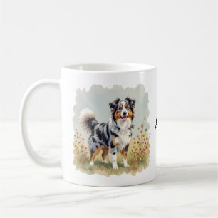 Taza De Café Perro Pastor Australiano Merle Cola Larga