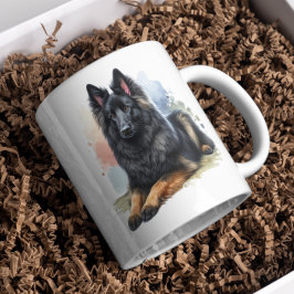 Taza De Café Perro pastor belga en acuarela