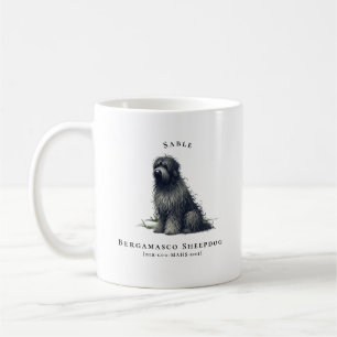 Taza De Café Perro Pastor Bergamasco Acuarela   Monograma