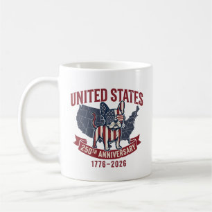 Taza De Café Perro Patriótico del Aniversario 250 de EE. UU. Ba