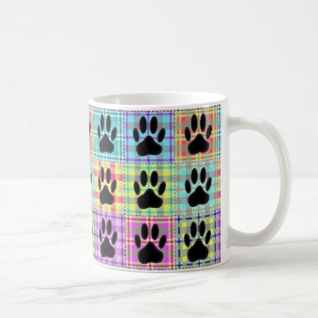Taza De Café Perro Paw Personalizado Patrón Quilt Café Mug (Derecha)