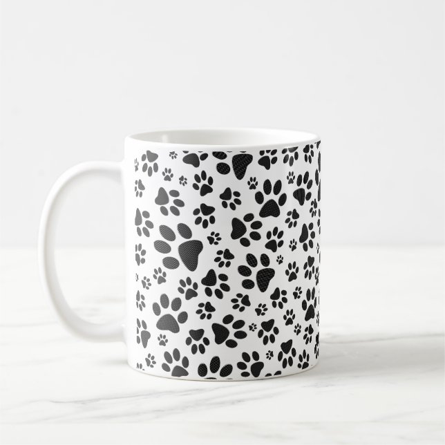 Taza De Café Perro Paws Black and White Polka Dot (Izquierda)