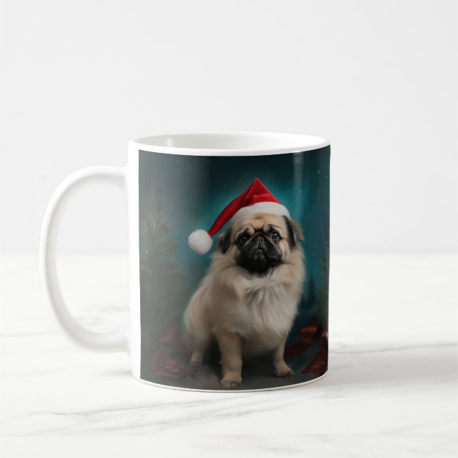 Taza De Café Perro pekinés en Navidades de nieve (Izquierda)