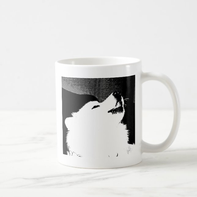 Taza De Café Perro peludo hermoso del blanco del samoyedo (Derecha)
