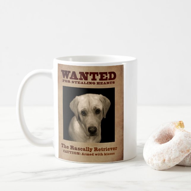 Taza De Café Perro perdiguero bribonesco, aka laboratorio (Con donut)