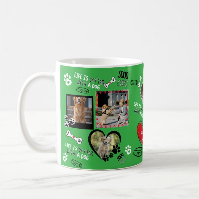Taza De Café Perro personalizado Cara Mug, foto de perro person (Izquierda)