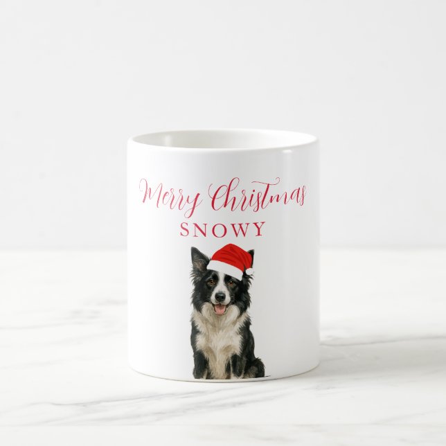 Taza De Café Perro personalizado con sombrero de Santa Navidad (Centro)