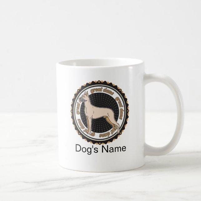 Taza De Café Perro Personalizado Gran Danés Con Nombre (Derecha)