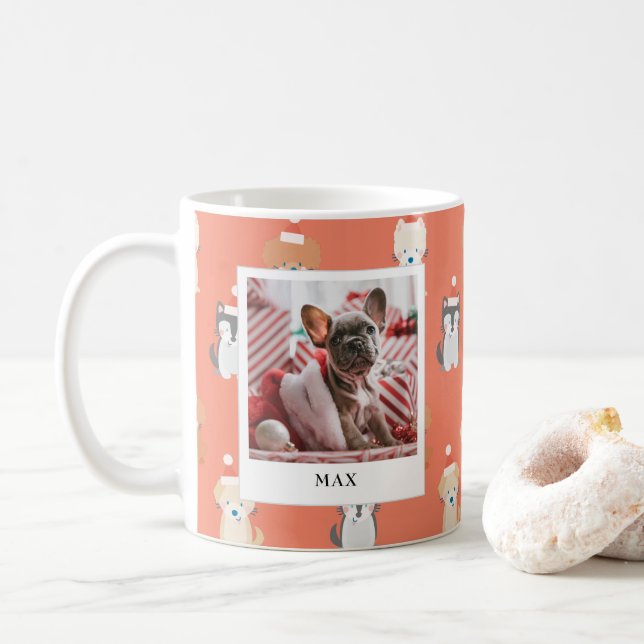 Taza De Café Perro picante Santa Patrón 2 Fotoférico Red Mug (Con donut)