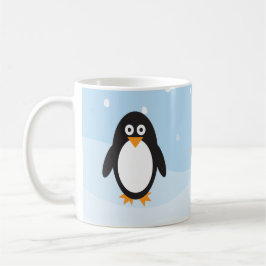 Taza De Café Perro pingüino personalizado con fondo nevado