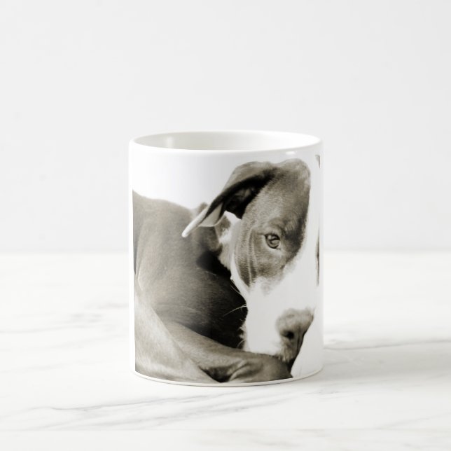 Taza De Café perro pit bull adorable dormilón y perezoso (Centro)