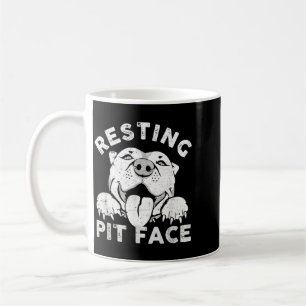 Taza De Café Perro Pitbull Descansando Cara de Pit Humor Sarcás