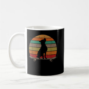 Taza De Café Perro Pitbull en Skateboard Vintage Retro Funny Sk